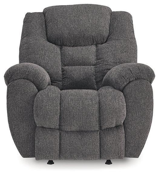Ashley Furniture Foreside Recliner in neutral fabric, featuring plush cushioning and a classic design for comfortable seating.