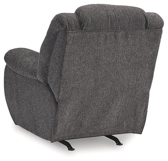 Ashley Furniture Foreside Recliner shown in a cozy living room with plush upholstery and a classic recliner design.
