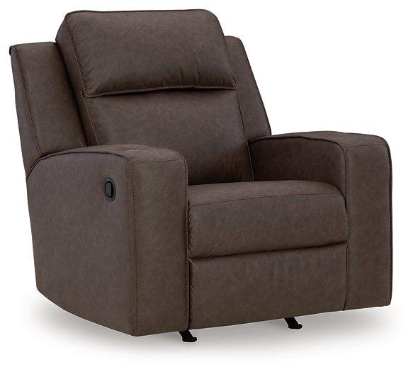 Lavenhorne Recliner by Ashley Furniture, plush fabric recliner chair with cushioned armrests and padded back for comfort.