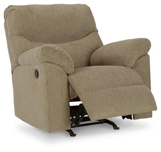 Comfortable Ashley Alphons Recliner with plush cushioning and dark upholstery, perfect for relaxing living room seating.