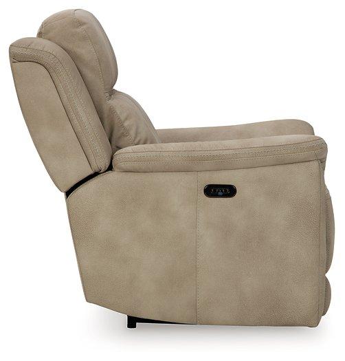 Next-Gen DuraPella Power Recliner by Ashley Furniture showing plush fabric upholstery and adjustable reclining mechanism.