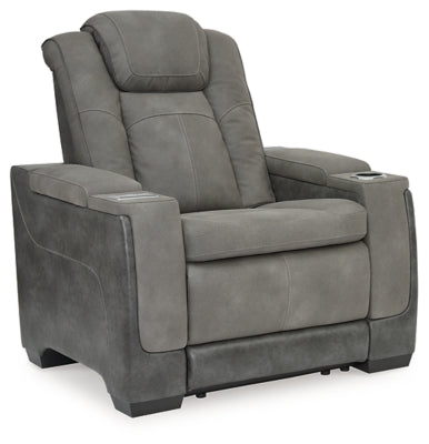 Ashley Furniture Next-Gen DuraPella Power Recliner, angled view showing plush cushioning and sleek design.
