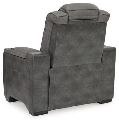 Ashley Furniture Next-Gen DuraPella Power Recliner with plush upholstery and adjustable headrest, shown from the back.