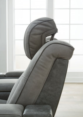 Ashley Furniture Next-Gen DuraPella Power Recliner, brown fabric with plush cushioning and adjustable headrest.