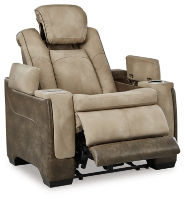 Ashley Furniture Next-Gen DuraPella Power Recliner, open view showing plush upholstery and adjustable reclining mechanism.