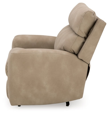 Ashley Furniture Next-Gen DuraPella Power Recliner showing plush fabric upholstery and built-in reclining mechanism in a modern living room setting.