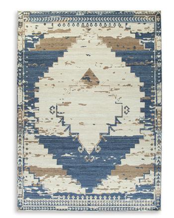 Ashley Furniture Varnler Rug with intricate patterns and neutral tones, ideal for adding style to living spaces.