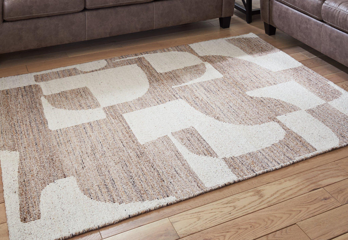 Ashley Furniture Brynnfield 8' x 10' rug featuring a textured, neutral-toned woven design for living room or bedroom decor.