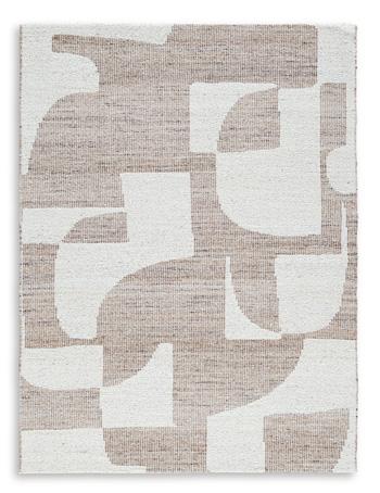 Ashley Furniture Brynnfield 8x10 rug featuring intricate patterns and soft neutral tones, perfect for enhancing living room decor.