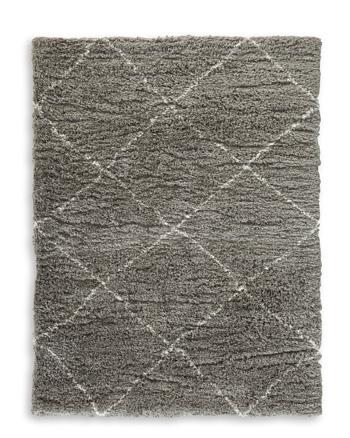 Wrenlow Rug by Ashley Furniture featuring intricate geometric patterns in neutral tones, perfect for living room or bedroom decor.
