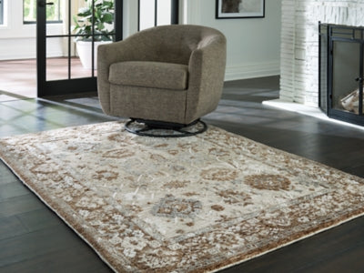 Ainswick memory foam rug by Ashley Furniture, 4x3 feet, soft textured surface, in neutral color for cozy home decor.
