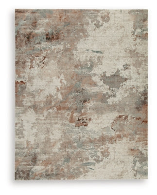 Ashley Furniture Jadenburg Rug with intricate pattern and neutral tones, showcasing a plush, woven design for elegant home decor.