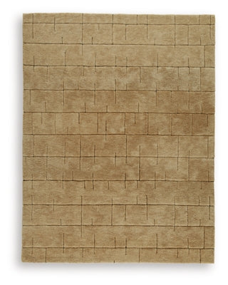 Ashley Furniture Luzmont Rug featuring intricate patterns and soft textures in warm tones, ideal for living room or bedroom decor.