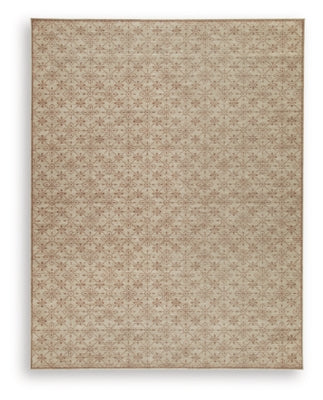Ashley Furniture Lyamford Rug with intricate woven pattern in neutral tones, ideal for living room or bedroom decor