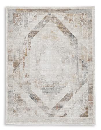 Medium Varnwood Rug by Ashley Furniture with intricate patterns and warm earthy tones, ideal for living room or bedroom decor.