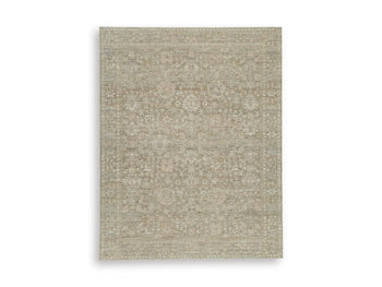 Ashley Furniture Neroham Rug featuring a stylish, textured design in neutral tones, perfect for contemporary living spaces.