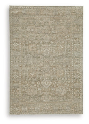 Ashley Furniture Neroham Rug featuring a textured design in neutral tones, perfect for living room or bedroom decor.
