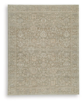 Ashley Furniture Neroham Rug featuring a textured, woven design in neutral tones, perfect for living rooms or bedrooms.