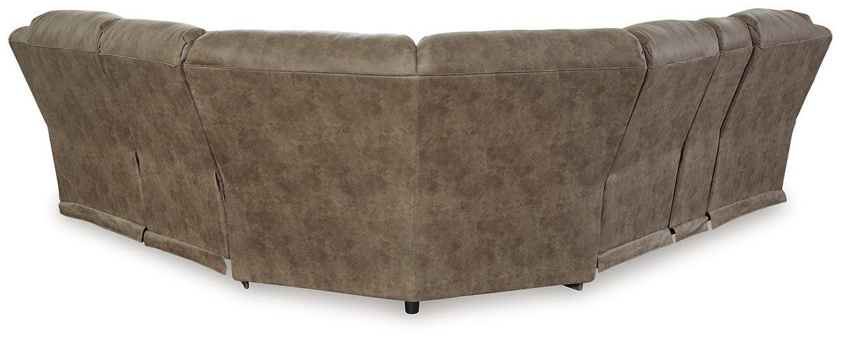 Ashley Furniture Ravenel Power Reclining Sectional showing plush gray fabric with reclining seats and modern design.