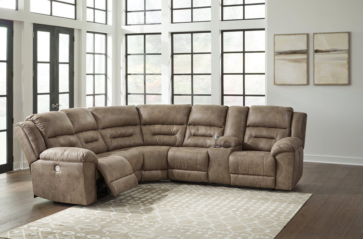 Ashley Furniture Ravenel Power Reclining Sectional with plush cushions and reclining seats in a modern fabric design.