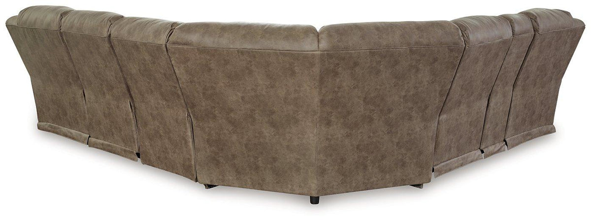 Ashley Furniture Ravenel power reclining sectional sofa with plush cushions and reclining seats in a modern living room setting.
