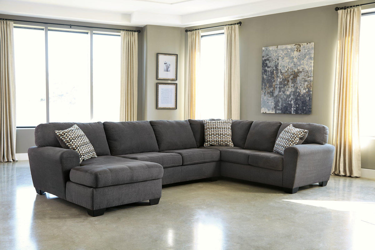Ashley Furniture Ambee 3-piece sectional with chaise, featuring plush cushions and modern design for comfortable living space.
