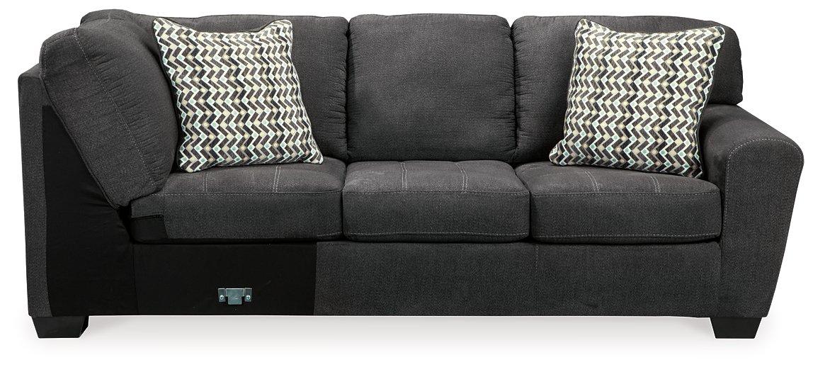 Ashley Furniture Ambee 3-piece sectional with chaise, gray fabric, modern design, and plush cushions for comfortable seating.