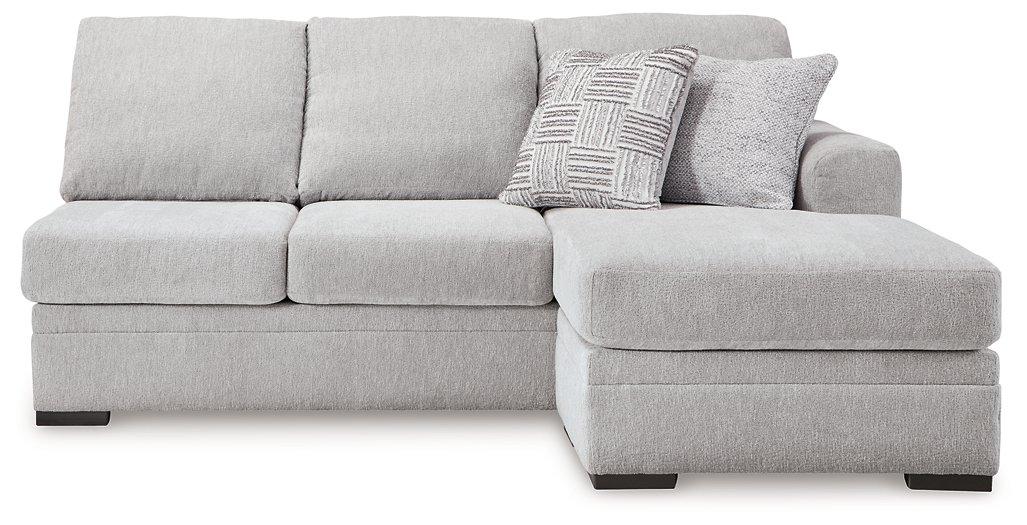 Ashley Furniture Gabyleigh sectional with chaise, showing plush fabric upholstery and spacious seating arrangement.