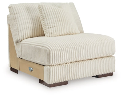 Ashley Furniture Lindyn sectional with chaise in a modern fabric, showing an angled view of the sofa and chaise section.