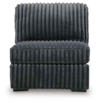 Ashley Furniture Midnight-Madness sectional sofa with plush cushions and modern design, shown from a front head-on view.