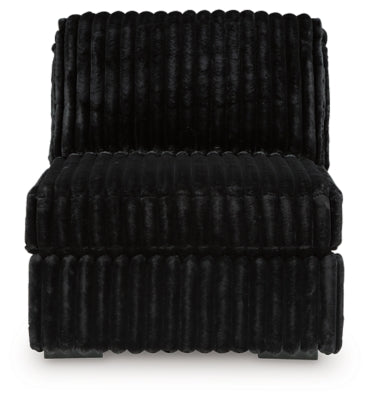 Ashley Furniture Midnight-Madness sectional sofa with plush cushions and modern design, shown in a head-on view.
