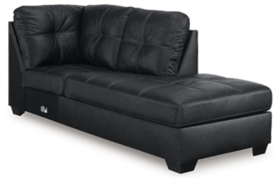 Ashley Furniture Barlin Mills sectional with chaise, shown from an angled view, featuring plush upholstery and modern design.
