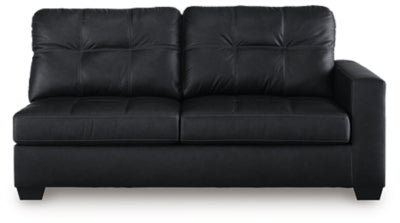 Ashley Furniture Barlin Mills sectional with chaise, showing a modern fabric sofa with a comfortable chaise lounge.