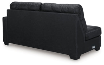 Ashley Furniture Barlin Mills sectional with chaise, showing the back view of the modern fabric sofa in a living room setting.