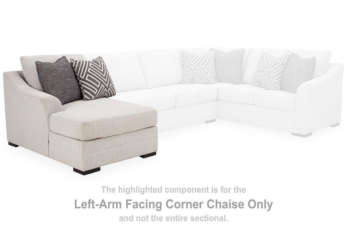 Ashley Furniture Koralynn sectional with chaise, featuring plush upholstery and a contemporary design, shown in a living room setting