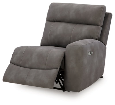 Ashley Furniture Next-Gen DuraPella power reclining sectional shown from an angled open view, highlighting plush cushions and modern design.