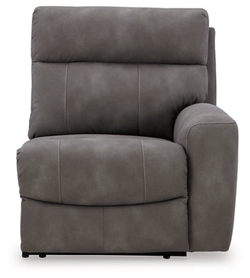 Ashley Furniture Next-Gen DuraPella Power Reclining Sectional with plush cushions and modern design, view from head-on angle.