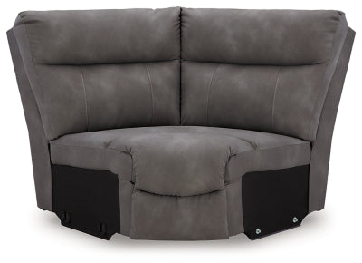 Ashley Furniture Next-Gen DuraPella Power Reclining Sectional with plush cushions and modern design, viewed head-on.