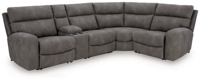 Ashley Furniture Next-Gen DuraPella power reclining sectional with plush cushions and modern design, shown in a sleek fabric finish.
