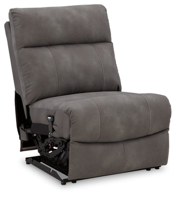 Ashley Furniture Next-Gen DuraPella power reclining sectional shown from an angled closed position, featuring plush cushions and modern design.
