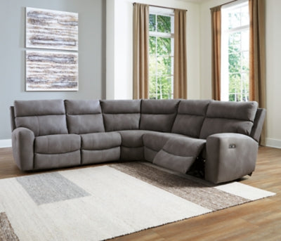 Ashley Furniture Next-Gen DuraPella power reclining sectional with plush cushions and modern design, shown in a stylish living room setting.