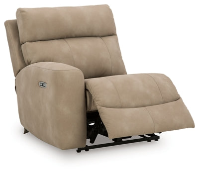 Ashley Furniture Next-Gen DuraPella Power Reclining Sectional shown from an angled open view, featuring plush cushions and reclining seats.