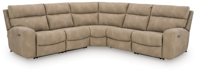 Ashley Furniture Next-Gen DuraPella power reclining sectional with plush cushions and modern design, shown in closed position.