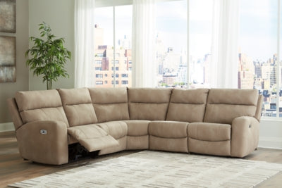 Ashley Furniture Next-Gen DuraPella power reclining sectional with plush cushions and modern design, shown in a spacious living room.