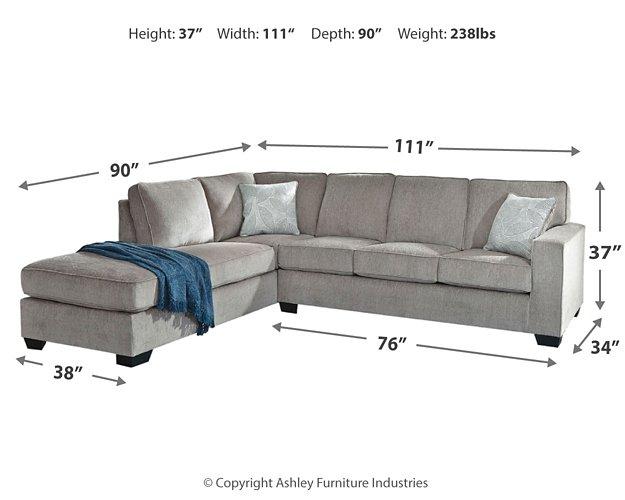 Ashley Furniture Altari sectional with chaise, featuring plush upholstery and contemporary design for comfortable living spaces.