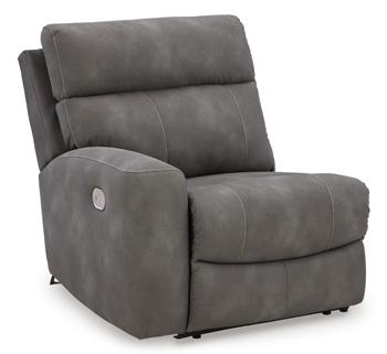 Next-Gen DuraPella Power Reclining Sectional Loveseat by Ashley Furniture, showing plush fabric, reclining seats, and modern sectional design.