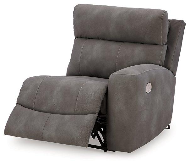 Ashley Furniture Next-Gen DuraPella Power Reclining Sectional Loveseat with built-in console, featuring plush cushions and modern design.