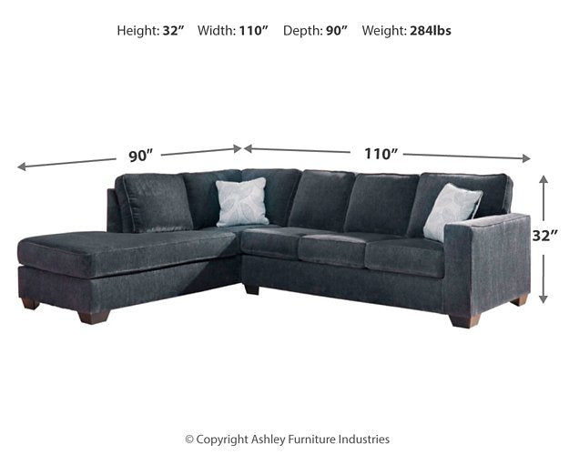 Altari Sleeper Sectional with Chaise by Ashley Furniture, showing a modern sectional sofa with a chaise lounge and convertible sleeper feature.