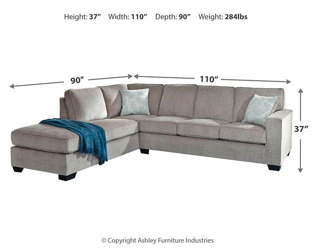 Altari sleeper sectional with chaise by Ashley Furniture, featuring a modern fabric design and plush cushions.