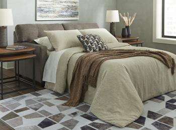 Ashley Furniture Mahoney sofa sleeper with fabric upholstery, showing the convertible sofa bed in a modern living room setting.